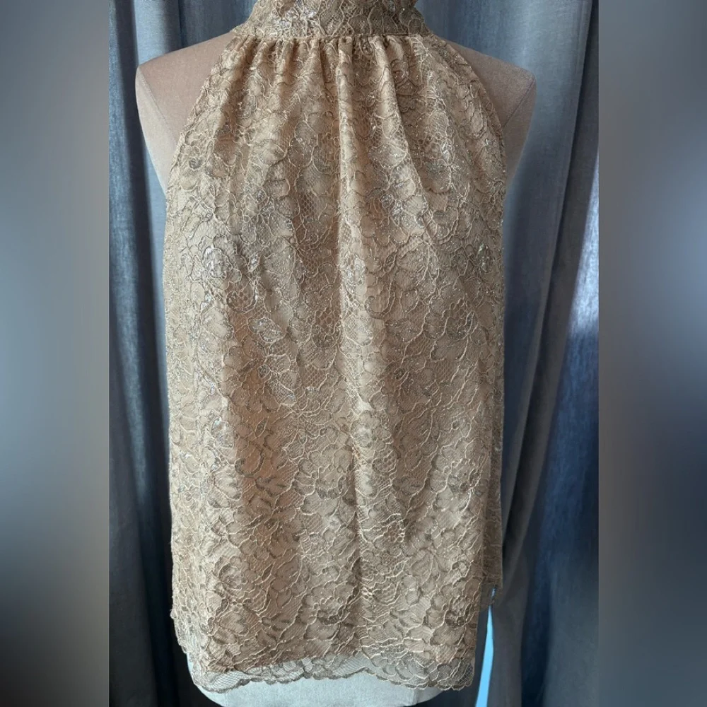 J.Crew Stunning Lace Halter Style Top with Silver Sparkle Size XS